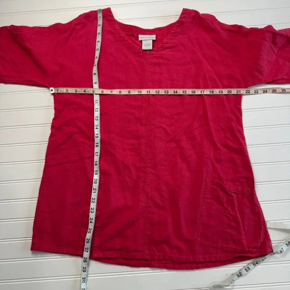 Soft Surroundings Bright Pink 3/4 Sleeve Tunic Sleeve Slits E6 - Picture 2 of 4